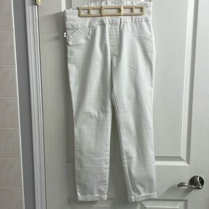 Rock & Republic Women's White Jeans Wide Waist Pockets Pull On Style Size 10